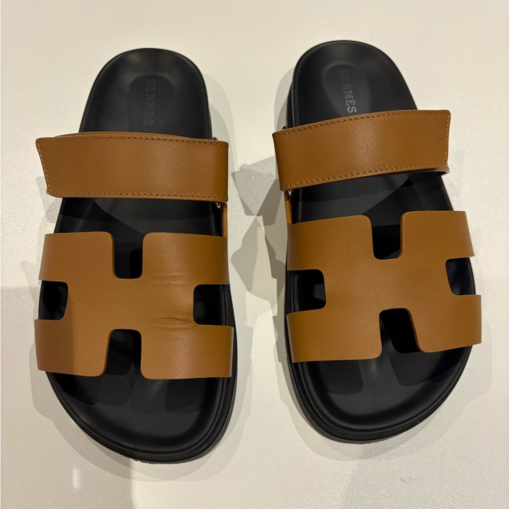 Hermes Chypre Sandal size 38 tan